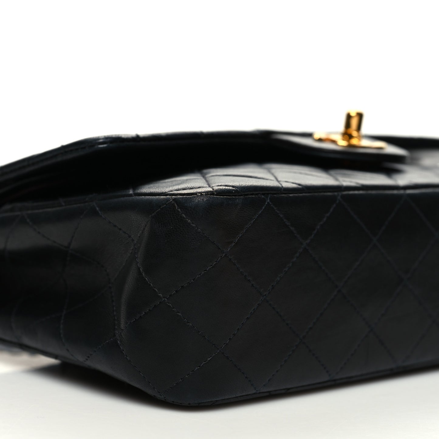 Lambskin Quilted Medium Double Flap Black