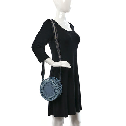 Stella McCartney Raffia Eco Alter Nappa Perforated Logo Round Crossbody Bag Cameo Blue 2 of 8