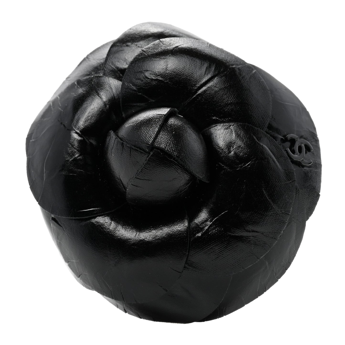 Lambskin Camellia Brooch Black