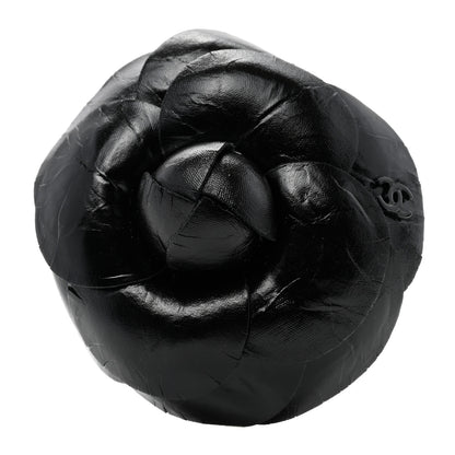 Chanel Lambskin Camellia Brooch Black 1 of 4
