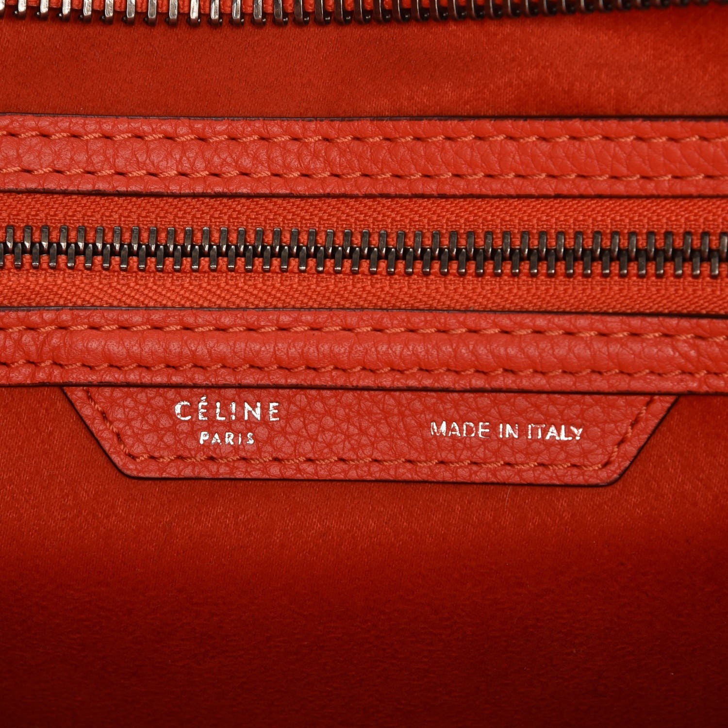 Celine Drummed Calfskin Mini Luggage Vermillion 7 of 9