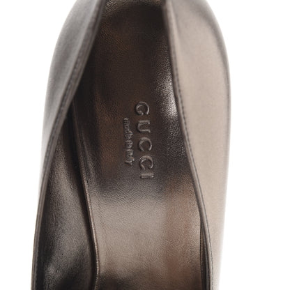 Gucci Metallic Nappa Hollywood Peep Toe Pumps 39.5 Sasso 6 of 12