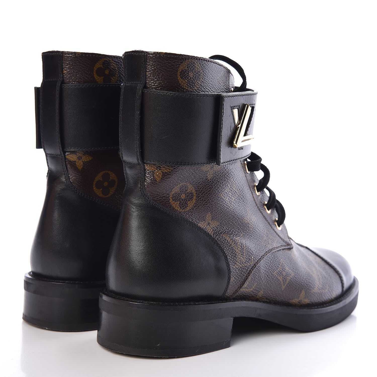 Louis Vuitton Calfskin Monogram Wonderland Flat Ranger Boots 38 Black 4 of 9