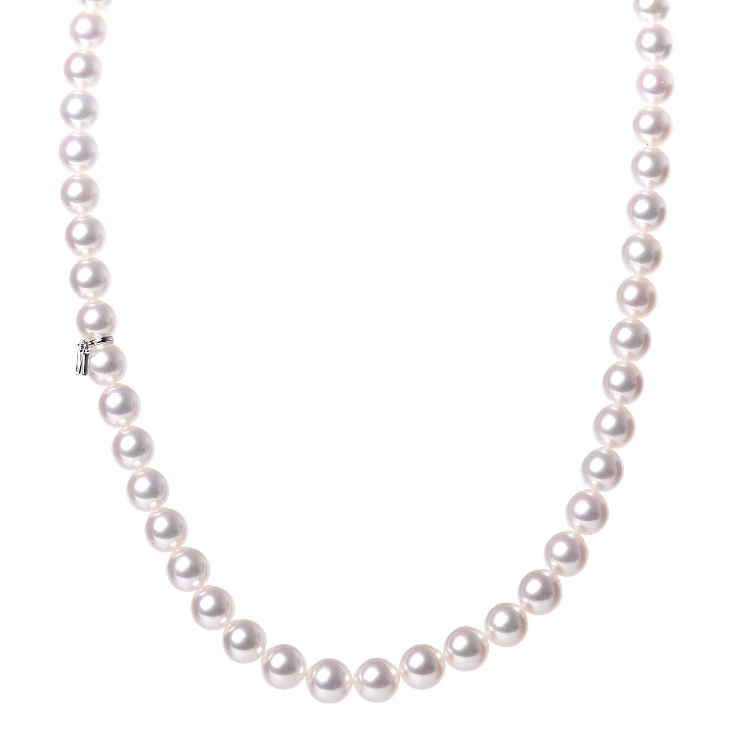 Mikimoto Sterling Silver 18K White Gold Akoya Pearl 7-8mm Strand Necklace Earring Set 2 of 10