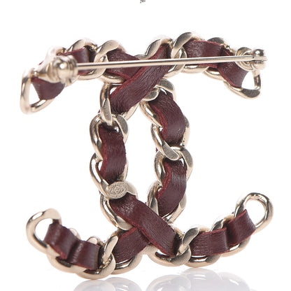 Chanel Lambskin Chain CC Brooch Burgundy 3 of 5