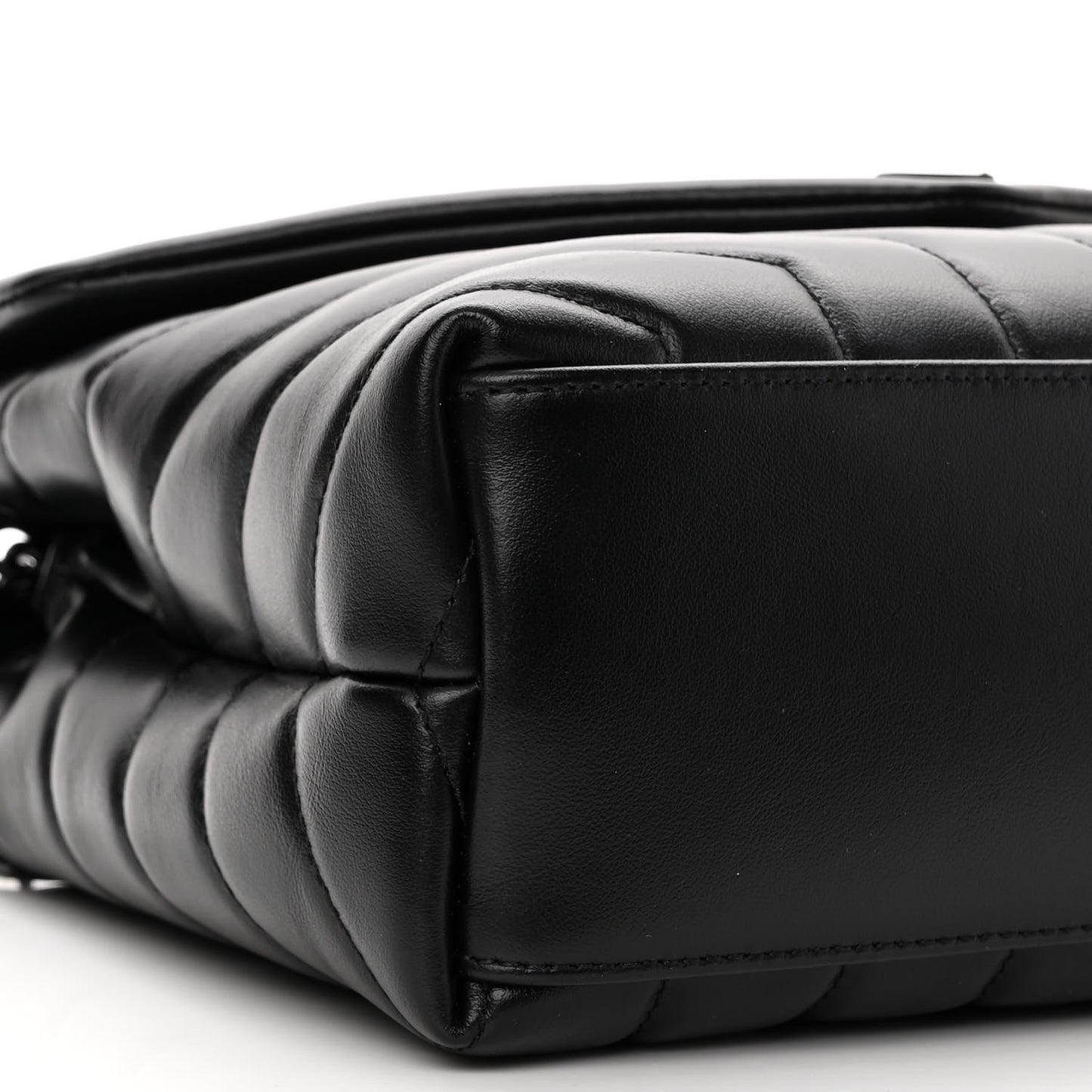 Calfskin Y Quilted Monogram Monochrome Small Loulou Chain Satchel Black