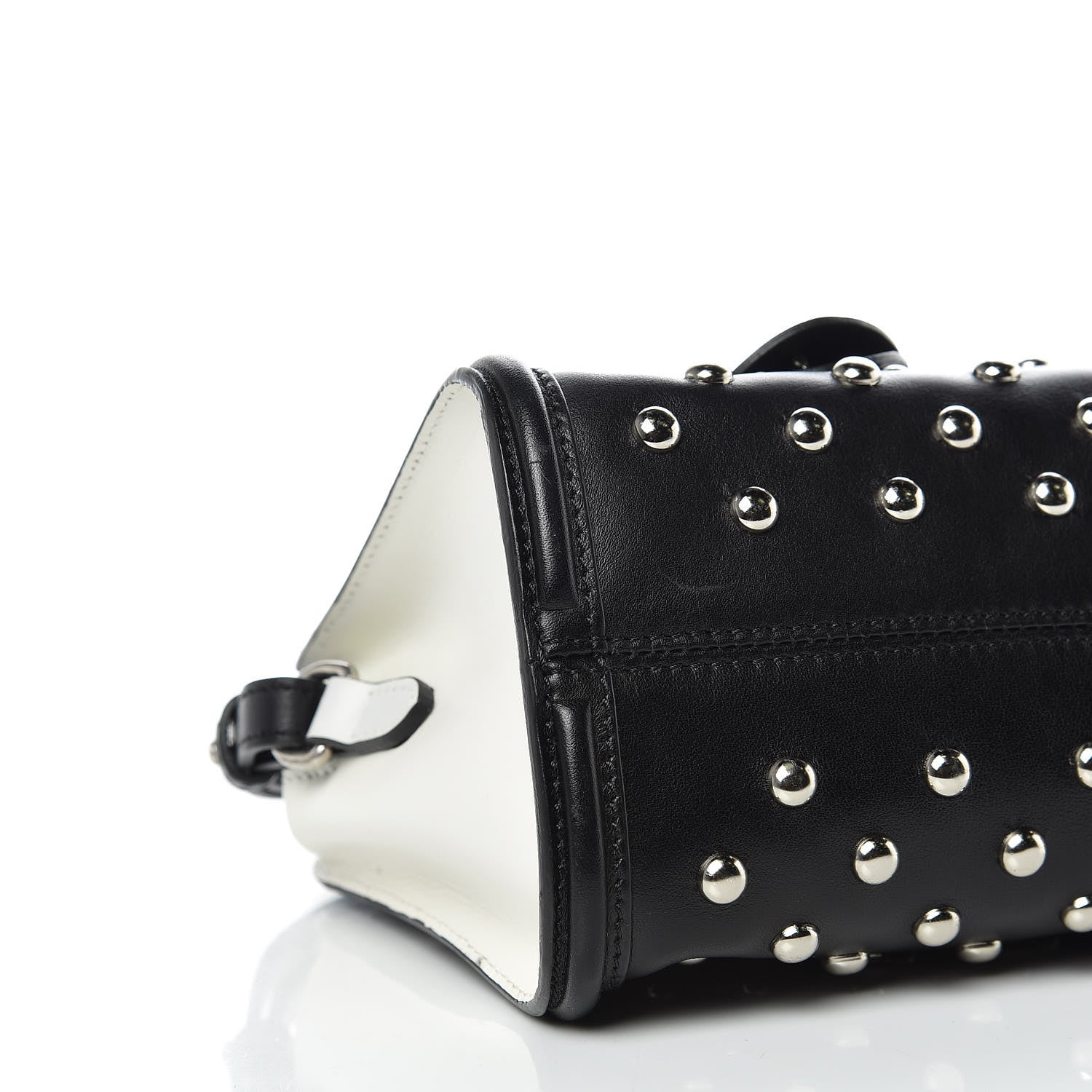 Alexander McQueen Calfskin Studded Mini Padlock Tote Black White 5 of 12