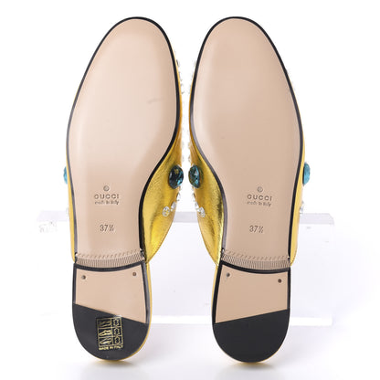 Gucci Metallic Nappa Crystal Womens Princetown Slippers 37.5 Gold 5 of 9