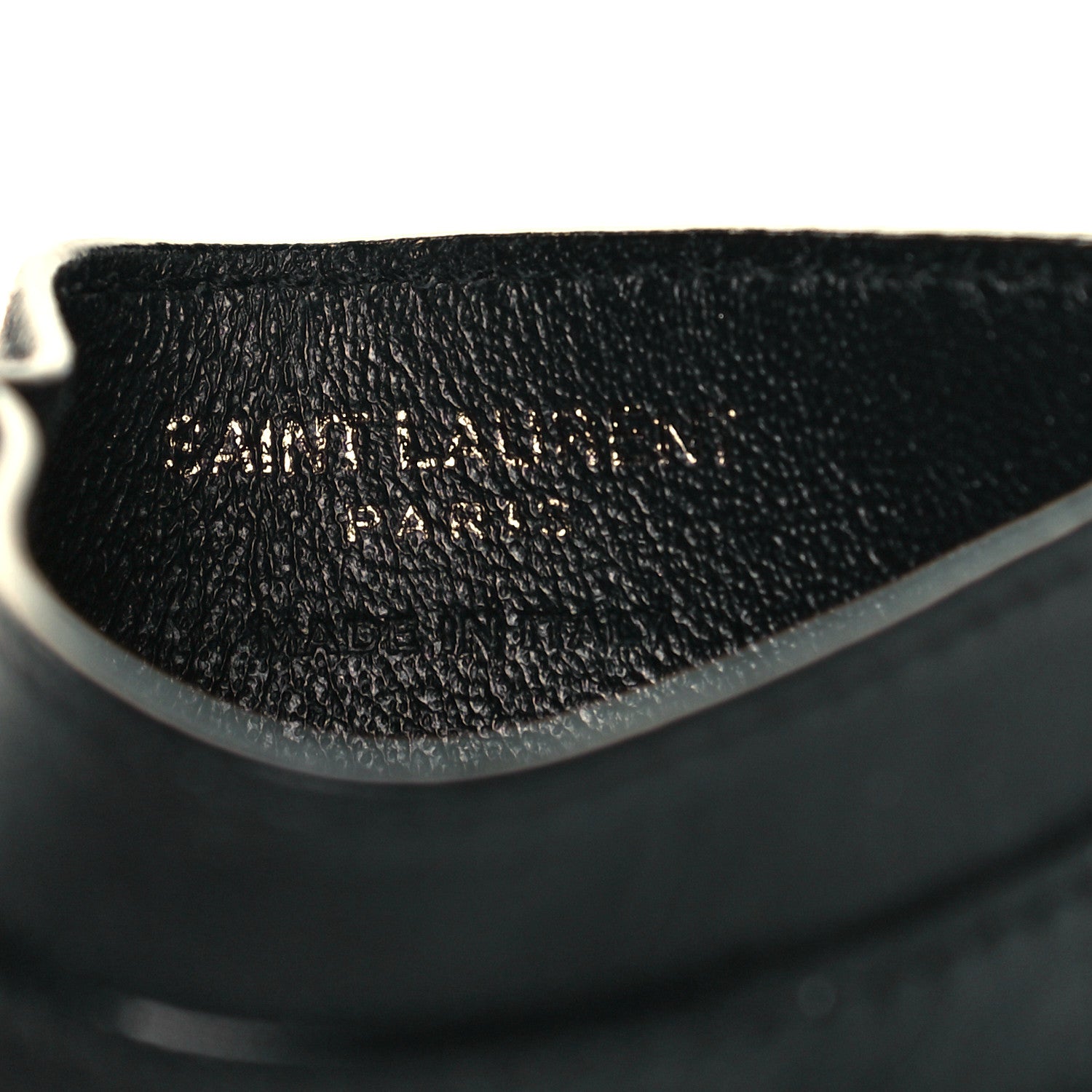 Saint Laurent Calfskin Crocodile Embossed Monogram Credit Card Case Black 7 of 9