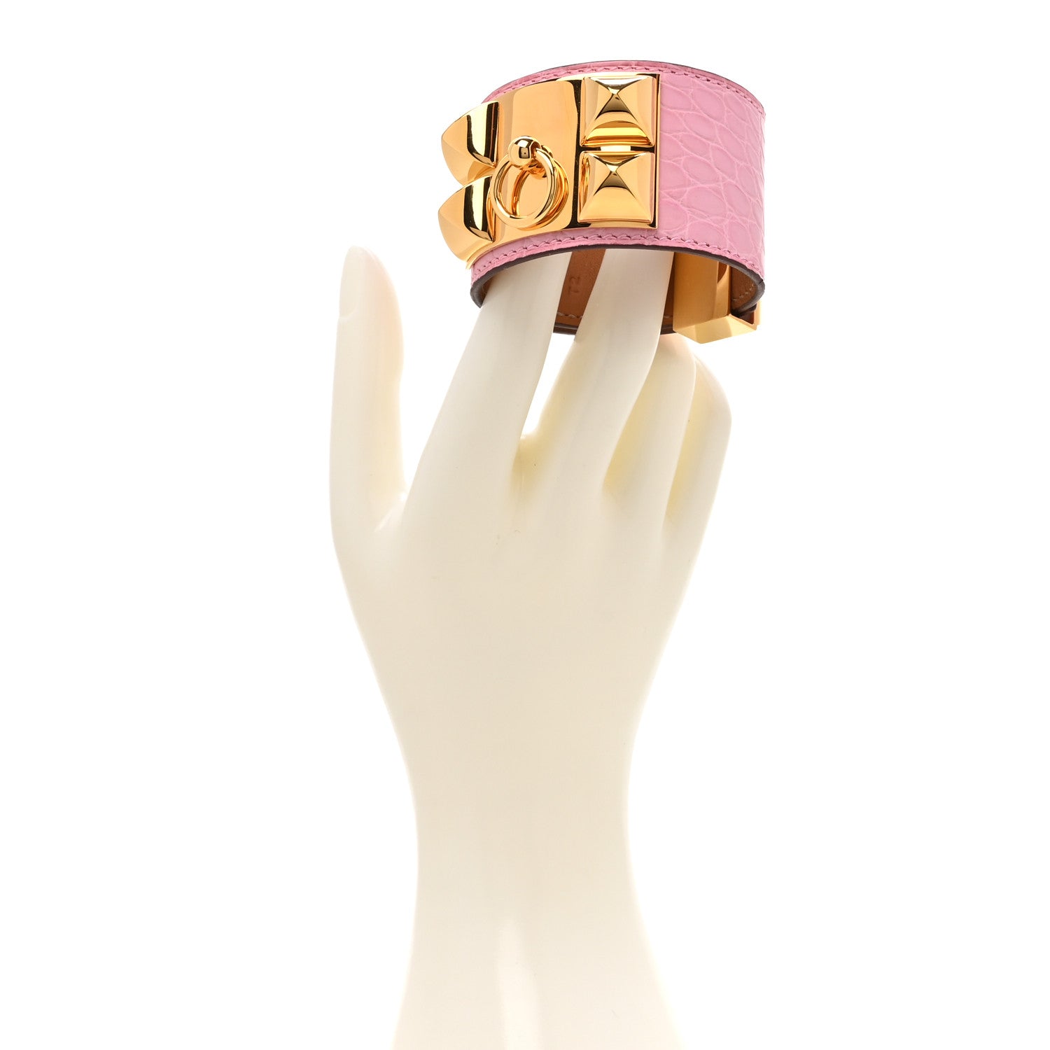 Hermes Matte Alligator Collier De Chien CDC Bracelet T2 5P Pink 2 of 5