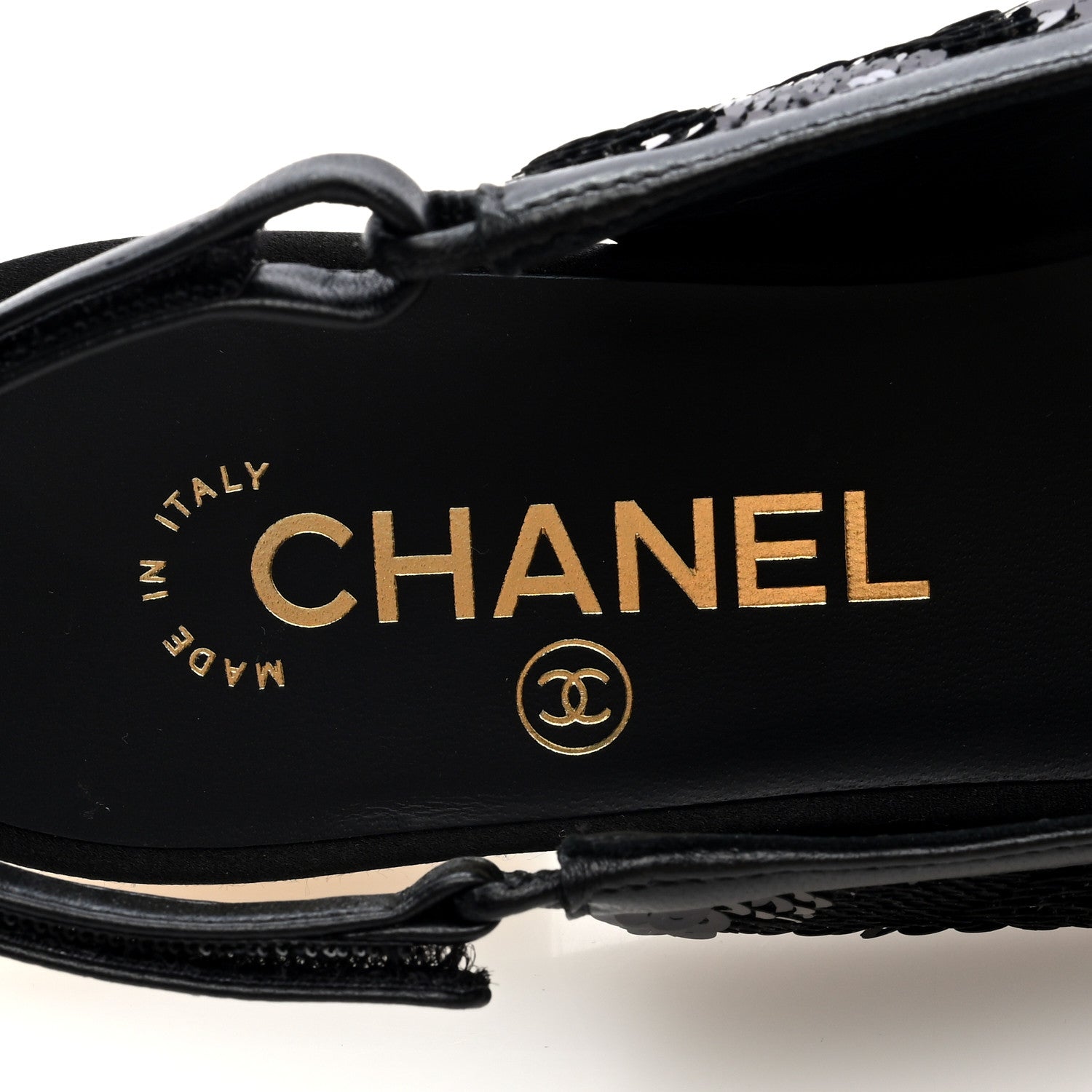 Chanel Sequin Lambskin Bow CC Slingbacks 38.5 Black 6 of 6