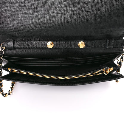 Prada Saffiano Metal Oro Chain Wallet Black 5 of 12