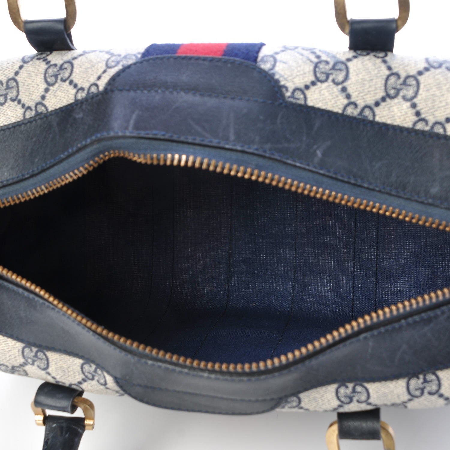 Gucci Coated Canvas Monogram Web Boston Navy 5 of 10