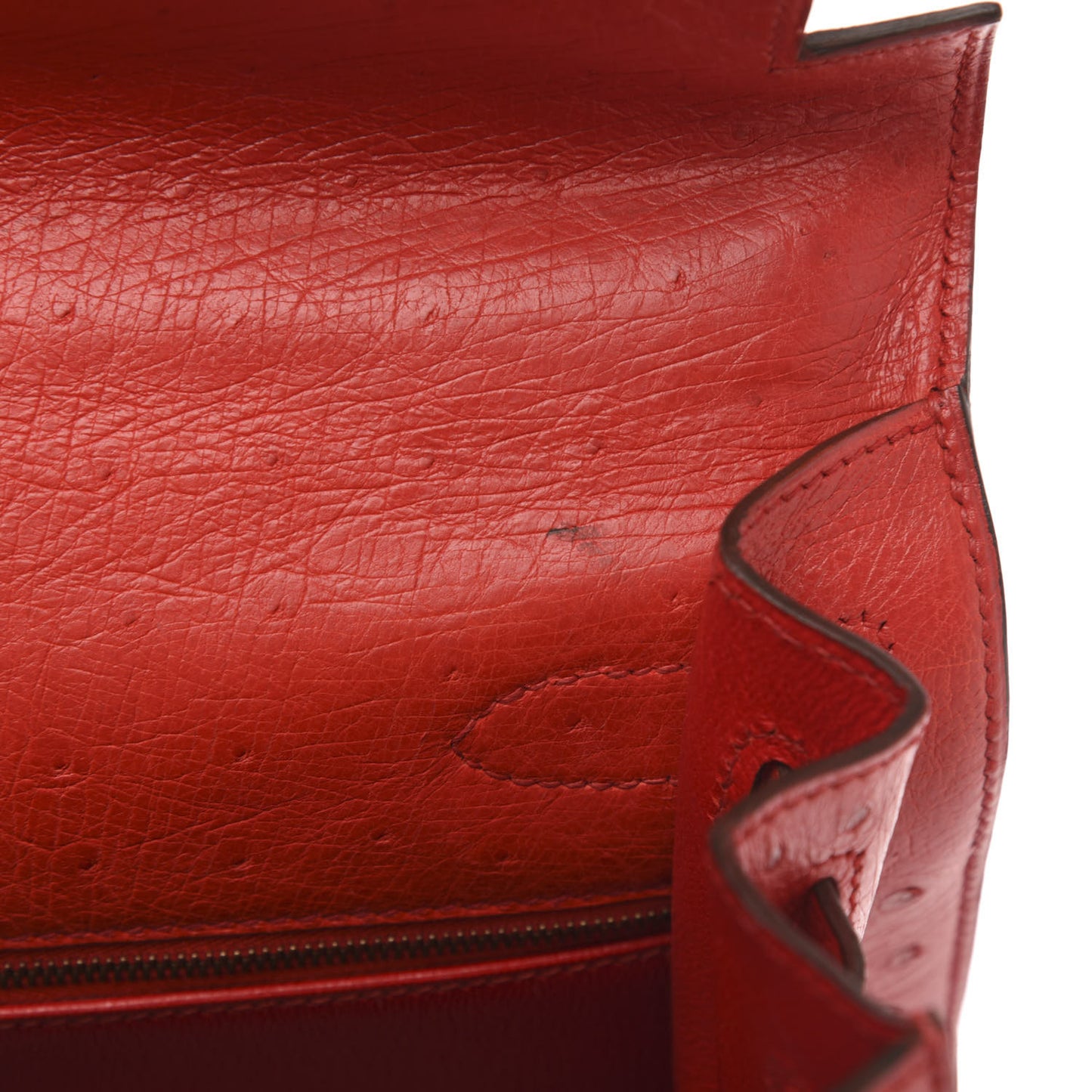 Ostrich Kelly Sellier 32 Rouge Vif