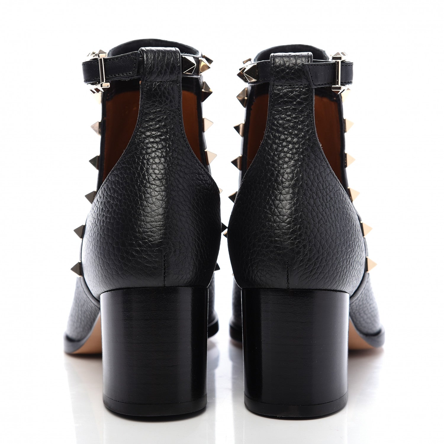 Valentino Garavani Pebbled Calfskin Rockstud Ankle Booties 35 Black 5 of 10