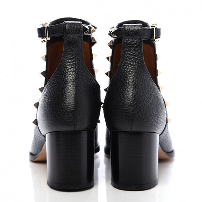 Valentino Garavani Pebbled Calfskin Rockstud Ankle Booties 35 Black 5 of 10
