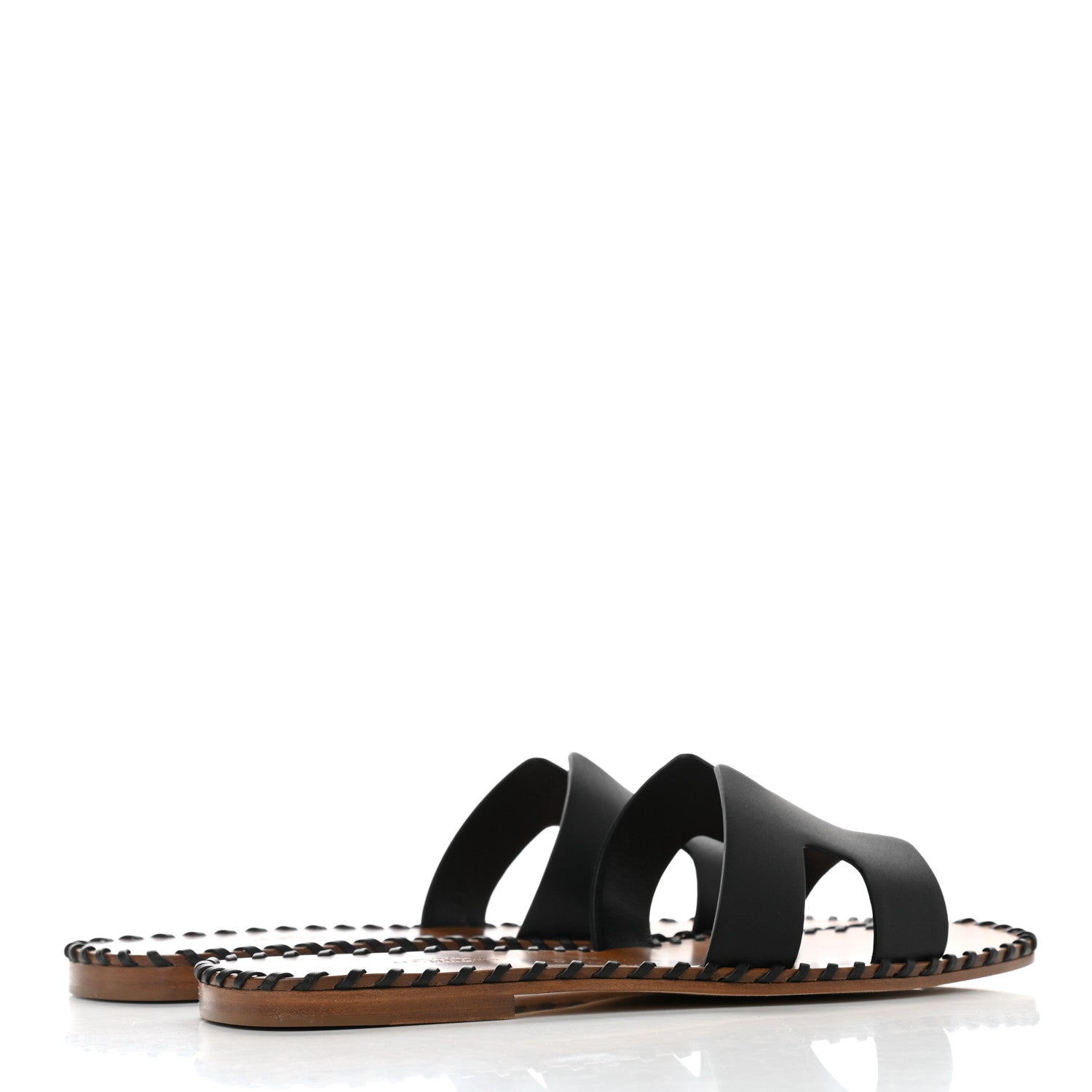 Hermes Box Calfskin Braided Oran Sandals 37 Black 4 of 10