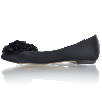 Chanel Satin Camellia Ballet Flats 36.5 Black 2 of 8