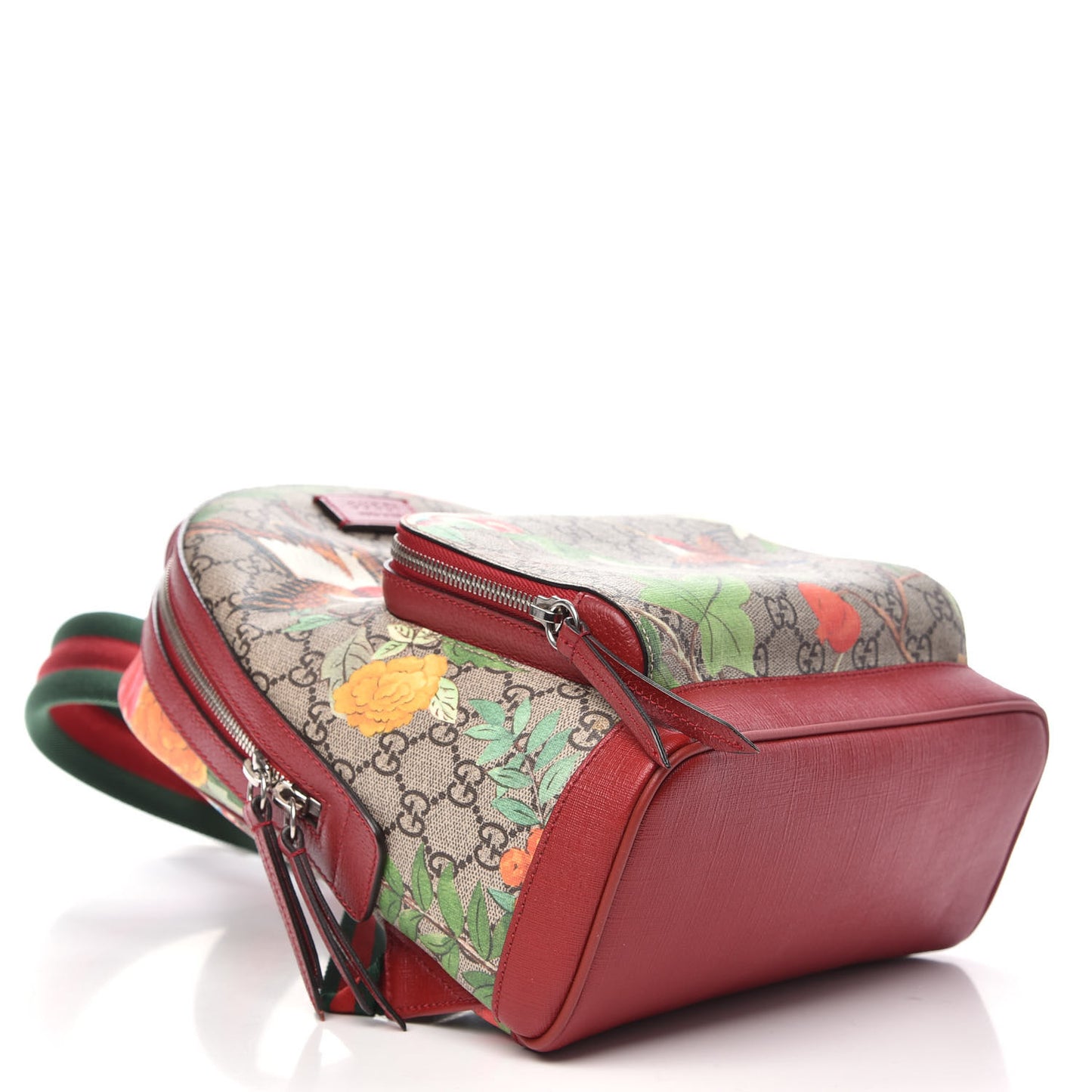 GG Supreme Monogram Tian Web Small Day Backpack Beige Multicolor Red