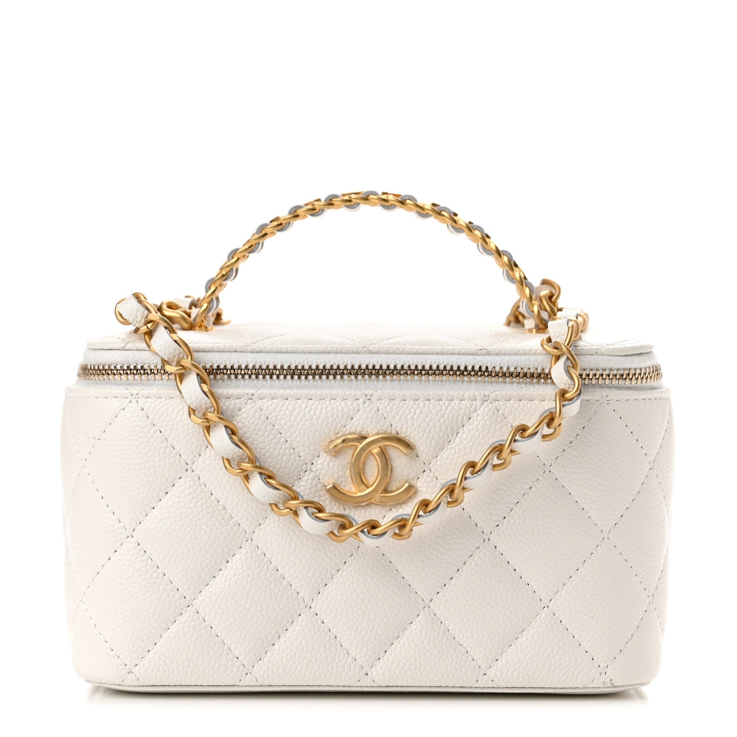 Chanel Shiny Caviar Quilted Pick Me Up Vanity Case White 1 of 11