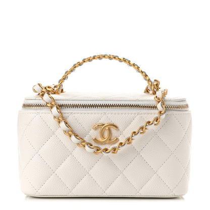 Chanel Shiny Caviar Quilted Pick Me Up Vanity Case White 1 of 11