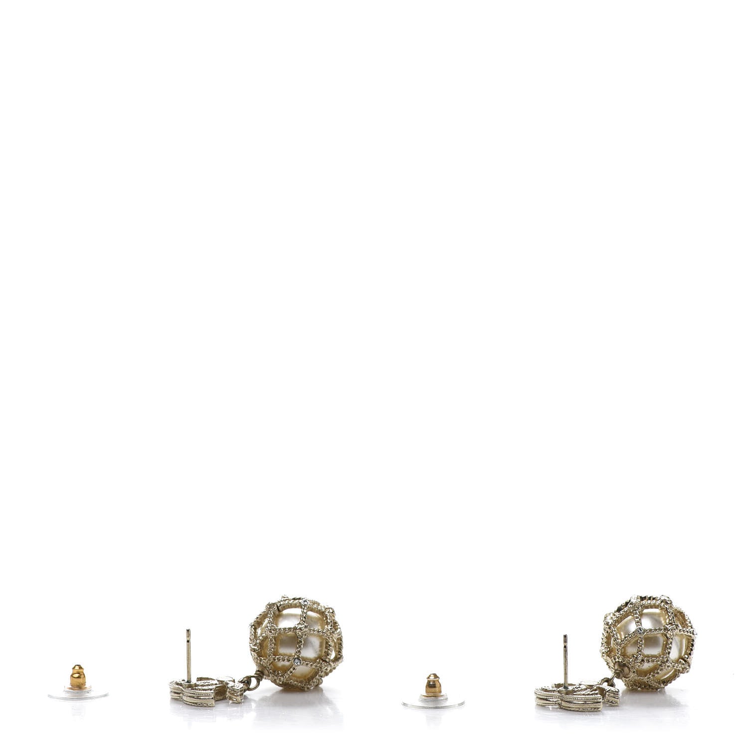 Chanel Pearl Caged CC Drop Earrings Gold 3 of 4