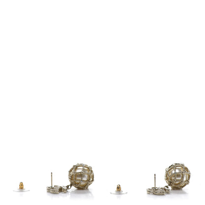 Chanel Pearl Caged CC Drop Earrings Gold 3 of 4