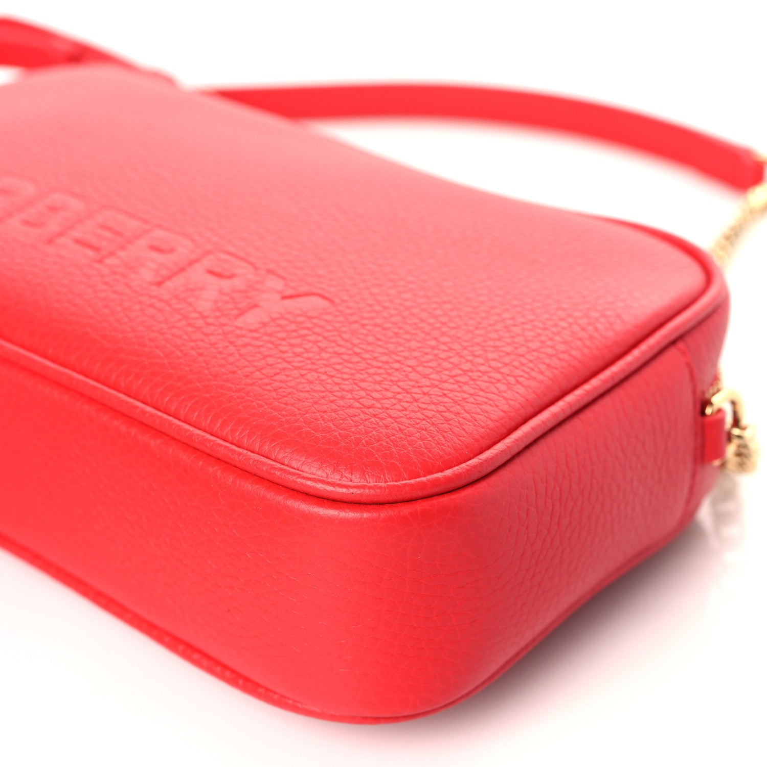 Burberry Calfskin Monogram Embossed Elongated Camera Bag Red 8 of 8