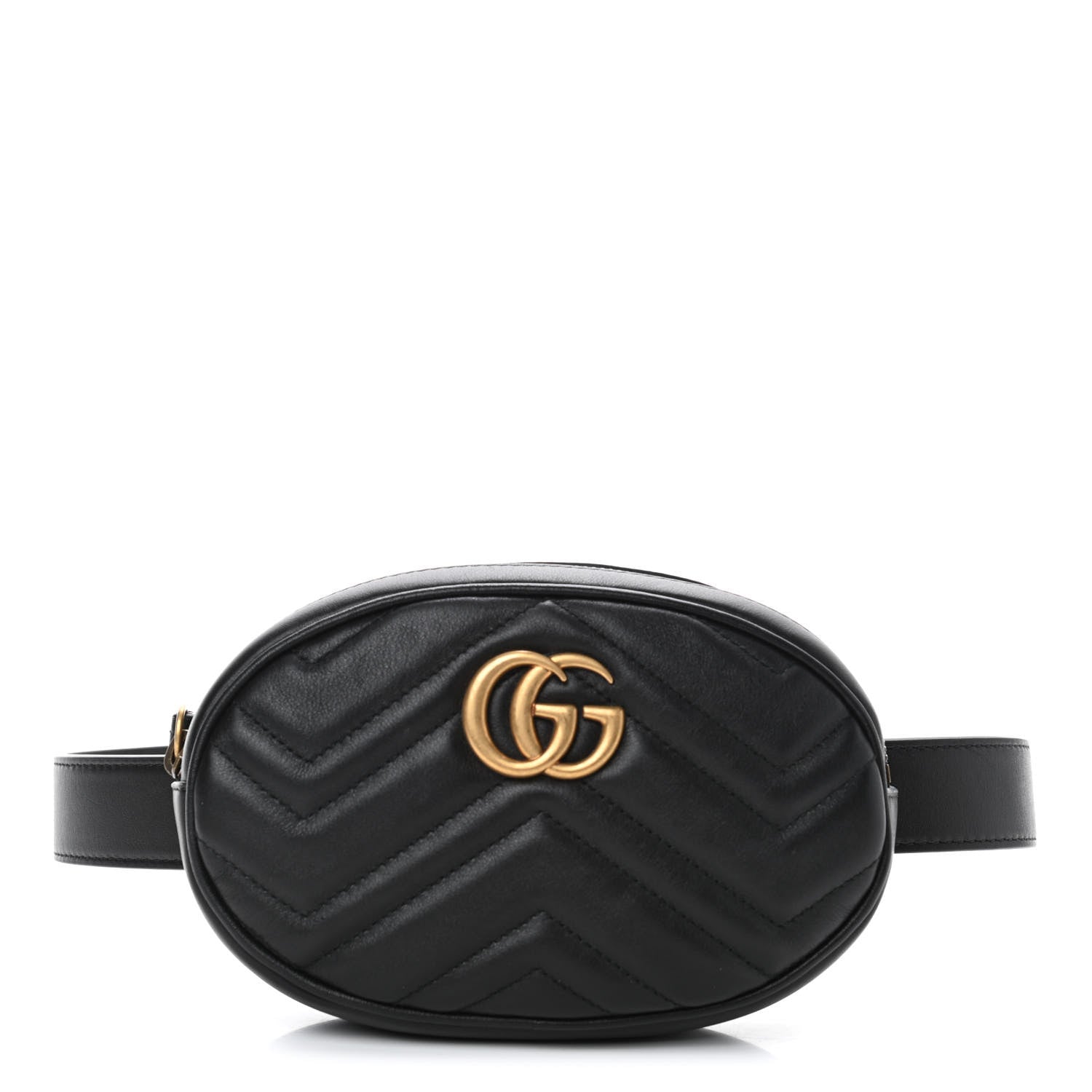 Gucci Calfskin Matelasse GG Marmont Belt Bag 85 34 Black 1 of 4