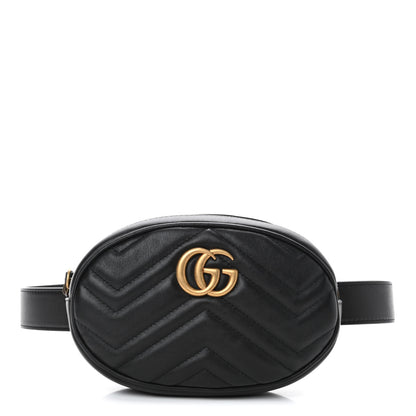 Gucci Calfskin Matelasse GG Marmont Belt Bag 85 34 Black 1 of 4