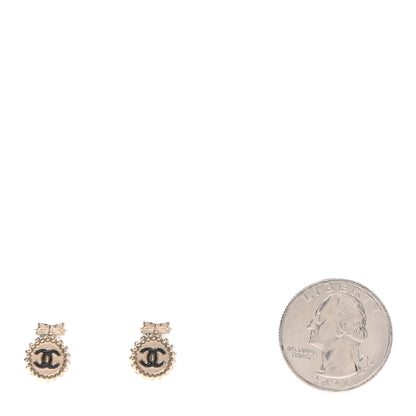 Chanel CC Bow Earrings Black Gold 2 of 4