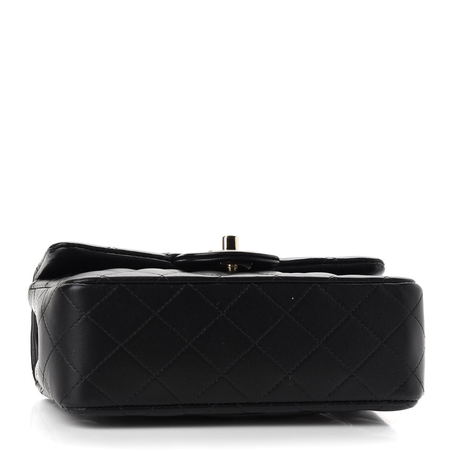 Lambskin Quilted Mini Lion Charm Top Handle Rectangular Flap Black