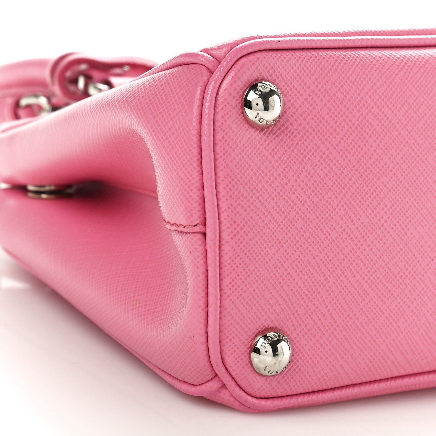 Prada Saffiano Lux Micro Galleria Double Zip Tote Begonia 8 of 9