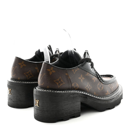 Louis Vuitton Monogram Calfskin Beaubourg Platform Derby Shoes 37.5 Brown 5 of 10