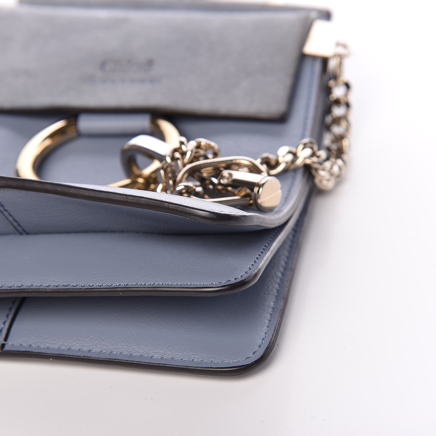 Chloe Suede Calfskin Mini Faye Bracelet Bag Washed Blue 14 of 14