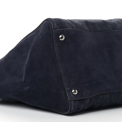 Prada Denim Suede Scamosciato Twin Pocket Tote Bleu 11 of 17