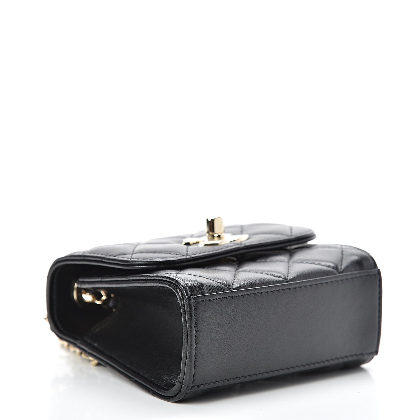 Lambskin Quilted Mini Trendy CC Chain Wallet Black