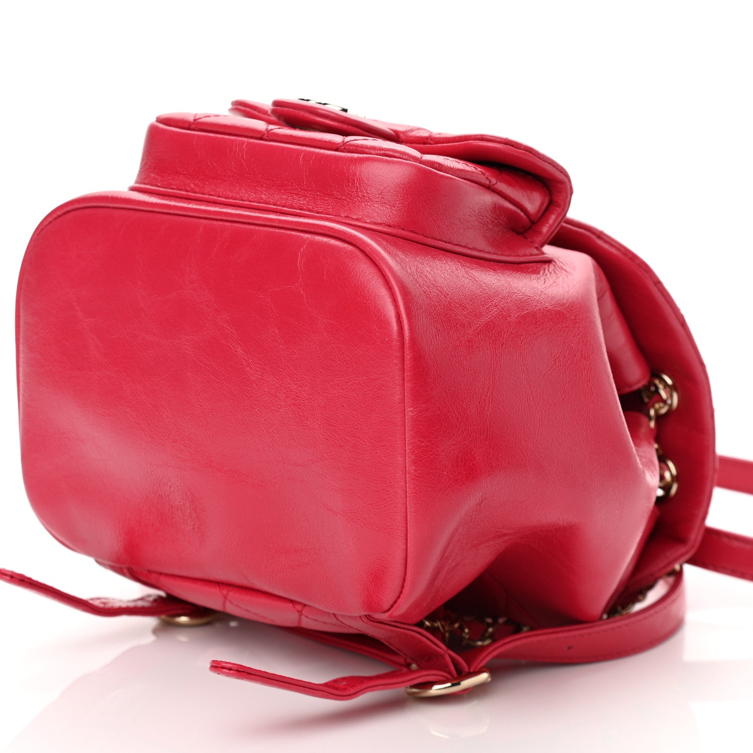 Chanel Glazed Aged Calfskin Quilted Small Duma Drawstring Backpack Red 10 of 10