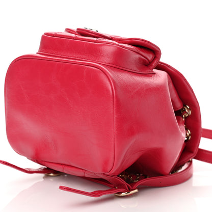 Chanel Glazed Aged Calfskin Quilted Small Duma Drawstring Backpack Red 10 of 10