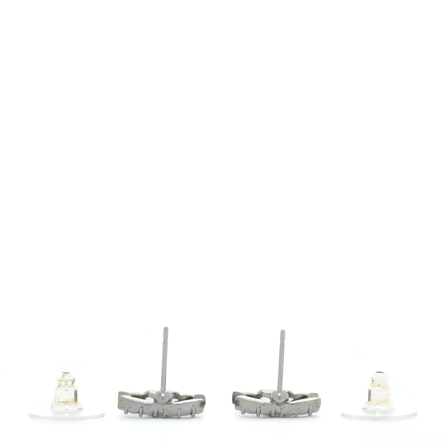 Chanel Crystal CC Earrings Silver 3 of 5