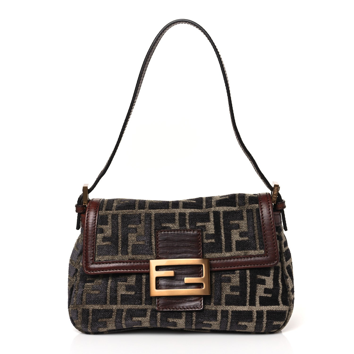 Fendi Velvet Zucca Mini Mama Baguette Brown 1 of 10