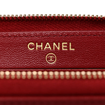 Chanel Sheepskin Quilted Medium Mademoiselle Vintage Zip Around Wallet Red 6 of 8