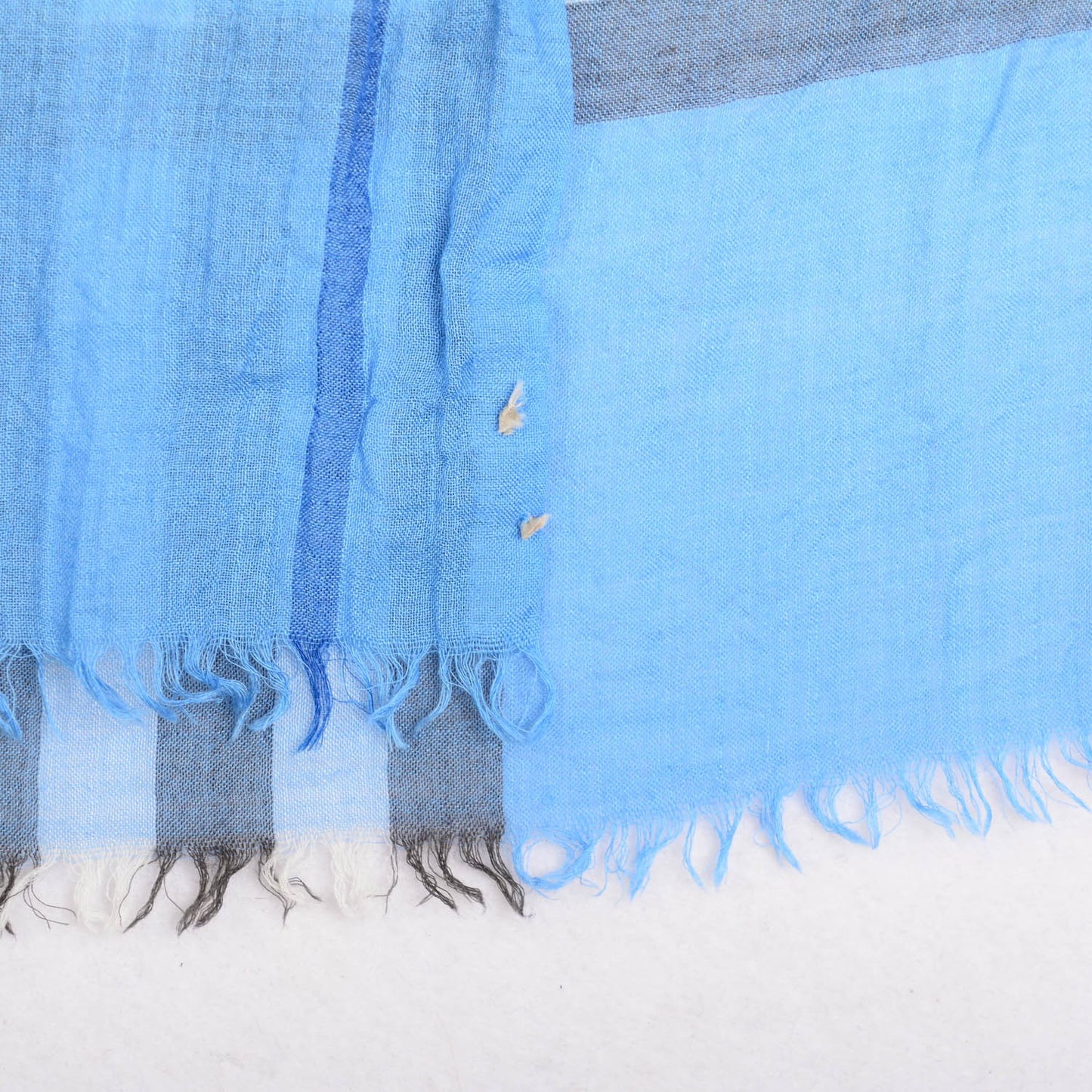 Wool Silk House Check Lightweight Scarf Cornflower Blue