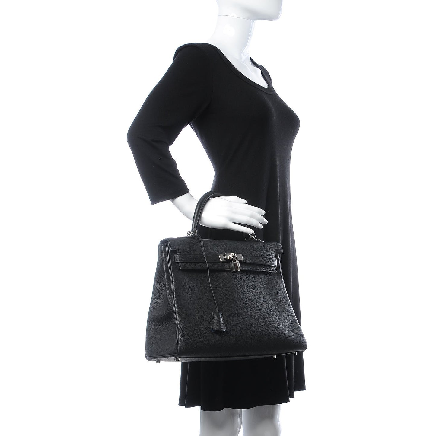 Togo Verso Kelly Retourne 35 Black Bleu Agate