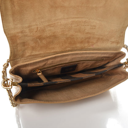 Fendi Calfskin Paris Pequin Small Shoulder Bag Beige 7 of 11