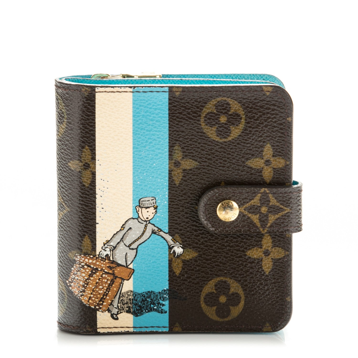 Louis Vuitton Monogram Groom Compact Zip Wallet Blue 1 of 8