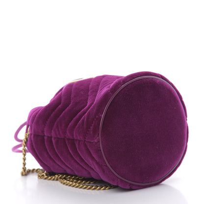 Gucci Velvet Matelasse Mini GG Marmont 2.0 Bucket Bag Fuchsia Violet Cyclamen 4 of 10
