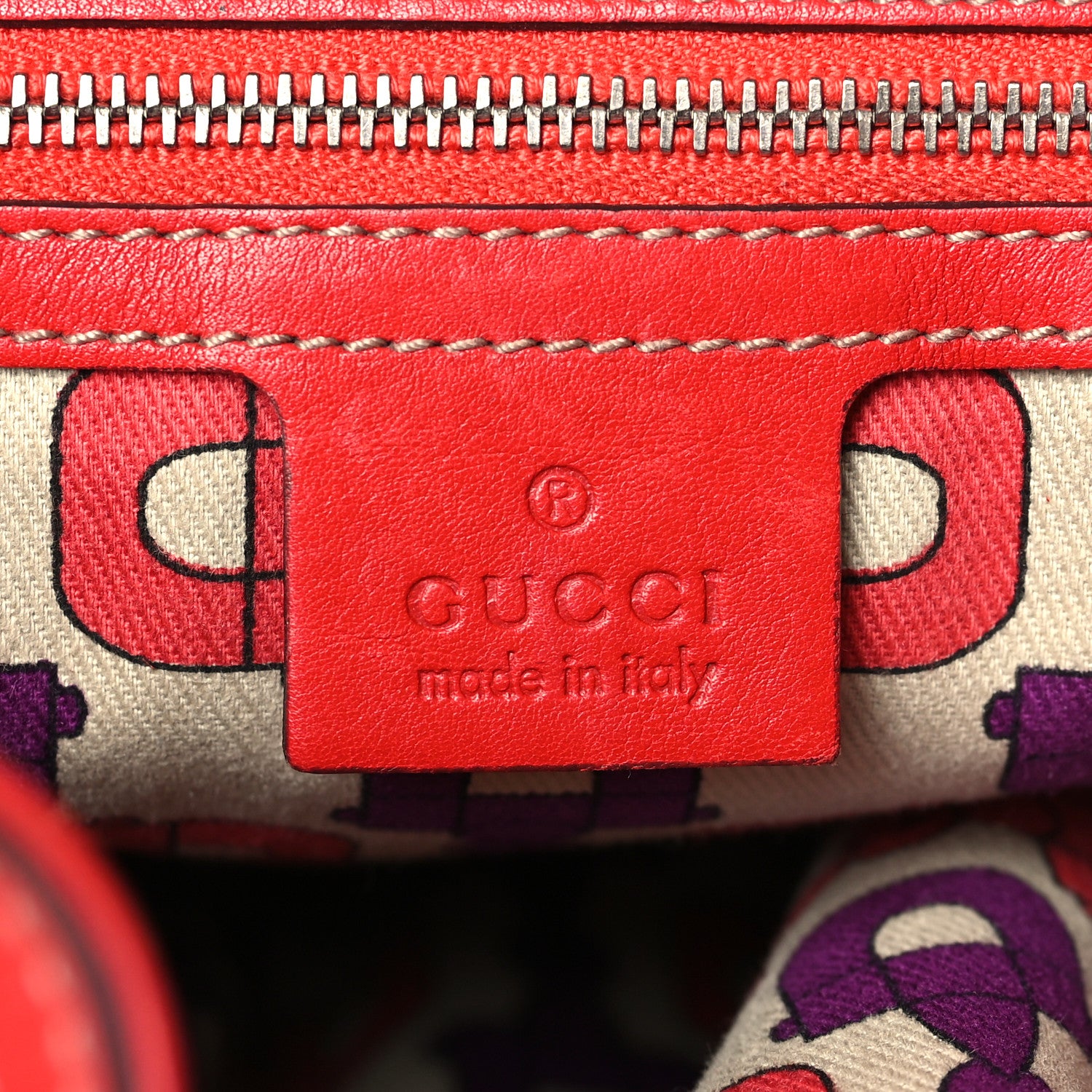 Gucci Guccissima Medium Indy Top Handle Hobo Red 6 of 9