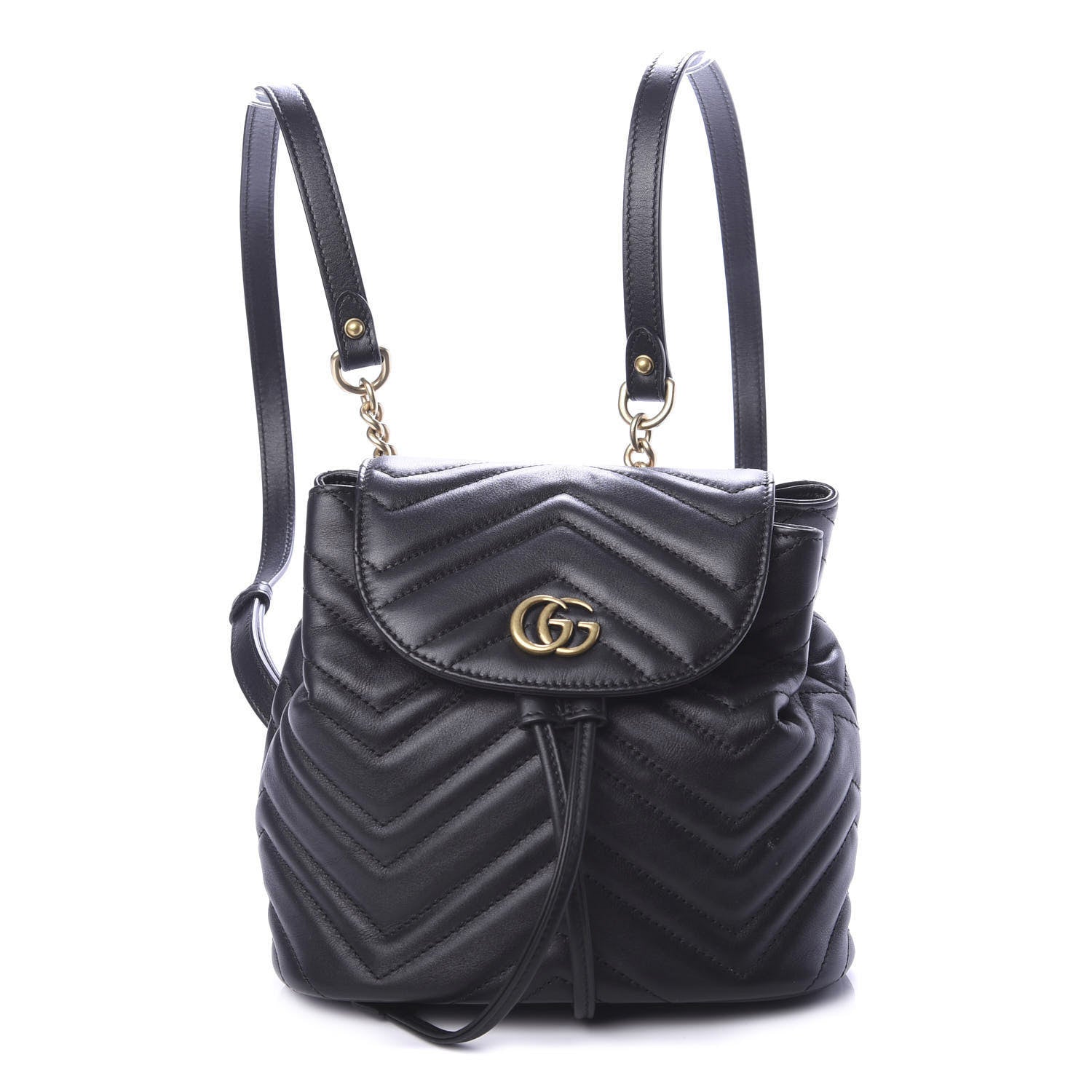 Gucci Calfskin Matelasse GG Marmont Flap Backpack Black 1 of 9