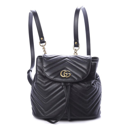 Gucci Calfskin Matelasse GG Marmont Flap Backpack Black 1 of 9